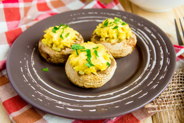 Mushrooms stuffed with vegetables and cheese