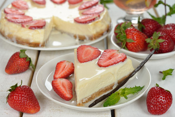 Cheesecake with strawberries