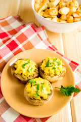 Mushrooms (champignons) stuffed with cheese