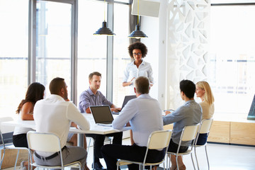 Colleagues at an office meeting