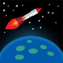 flying space rocket - vector image