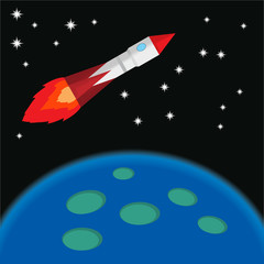 flying space rocket - vector image