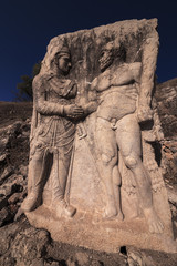 Fototapeta premium King Mithridates shaking hands with god Herakles