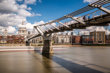 St Paul's cathedral with the Millennium bridge and river Thames
