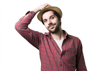 Fototapeta premium Pretty young bearded man tourist