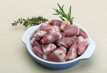 Raw chicken hearts