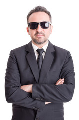 Portrait of a suited business man or salesman