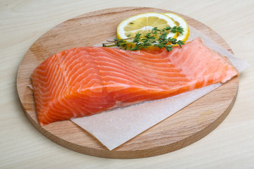 Salted Salmon on the wood background