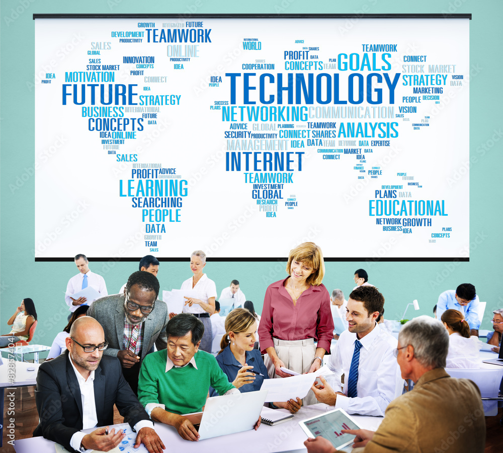 Poster technology networking connection global communication concept