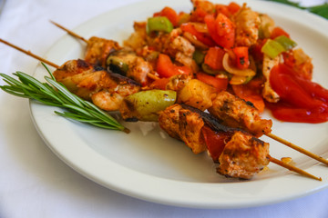 Bbq with meat and vegetables