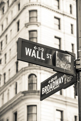 Wall street sign in New York