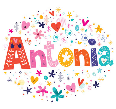 Antonia girls name decorative lettering type design