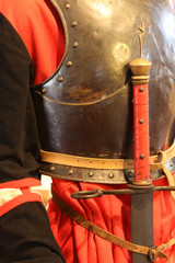 Naklejka premium antique sword hilt of the King in a medieval castle