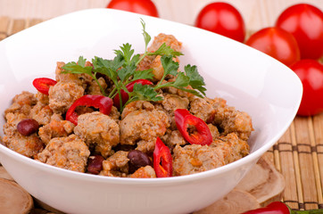 chili con carne with vegetables and beans