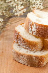 Sliced loaf of baquette bread