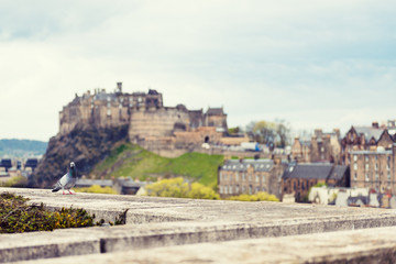 Fototapeta na wymiar Edinburgh including the Castle cityscape with dramatic skies