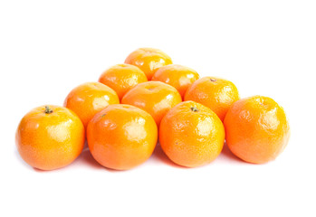 Group of mandarins over white