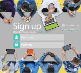 Sign Up Usename Password Log In Protection Concept