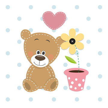 Bear with heart and flower