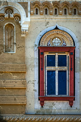 Fototapeta na wymiar Old window from Timisoara, Romania, in vintage look 1