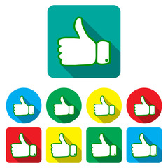 Set thumbs up and down on different backgrounds vector
