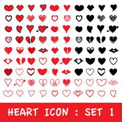 Love heart icon set. Vector eps10.