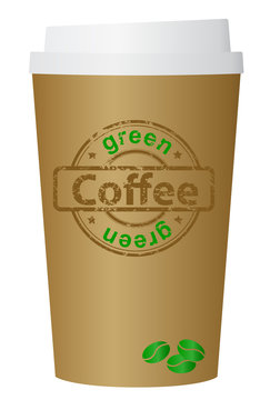 Green coffee cup, vector