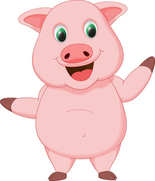 happy pig cartoon