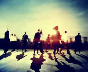 Fototapeta premium Business People Rush Hour Walking Commuting City Concept