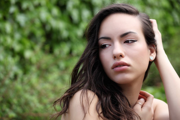 Naklejka premium Outdoors portrait of attractive girl