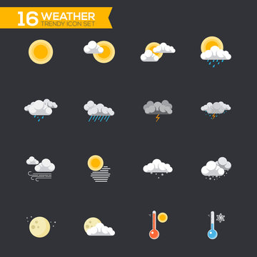 Flat weather Icons Set