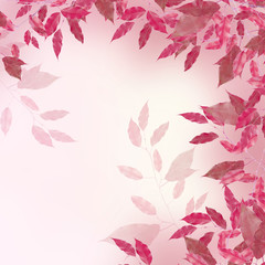 Fototapeta na wymiar Pink leaves border