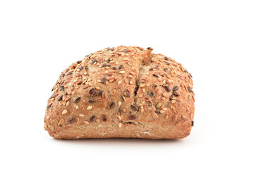 bread multicereal loaf isolated on white background