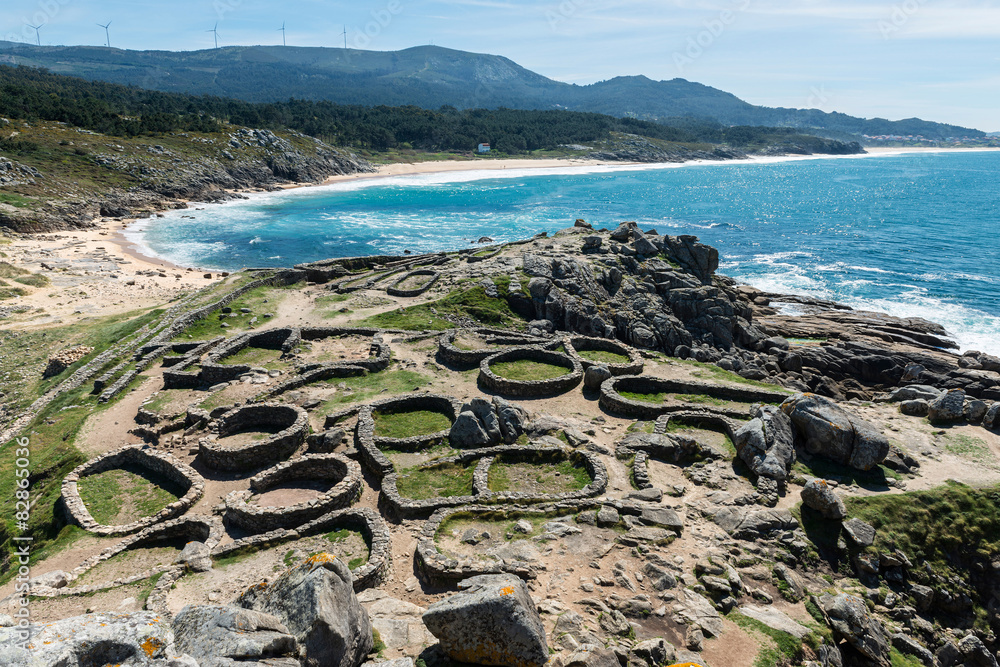 Wall mural Castro de Baroña and Atlantic Ocean in Galicia