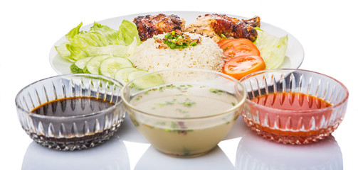 Popular Malaysian dish Nasi Ayam or chicken rice