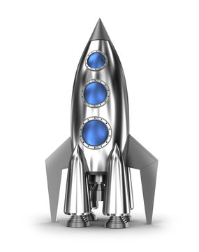 Space rocket isolated on white