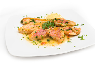 Triglie in umido, Surmullet soup, Mediterranean Cuisine 