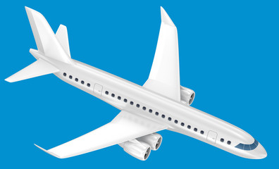 Airplane isolated on blue. My Own Design