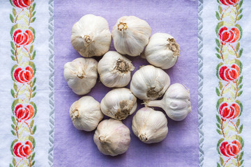 Organic garlic, clean eating concept
