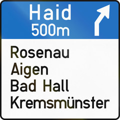 Direction Sign On Motorway in Austria