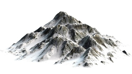 Fototapeta premium Snowy Mountains peaks separated on white background