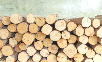 Cross section of the timber, firewood stack for the background