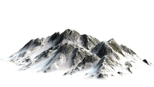 Snowy Mountains  peaks separated on white background