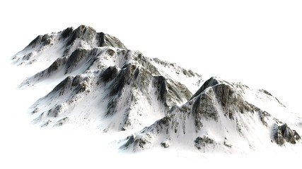 
Snowy Mountains peaks separated on white background