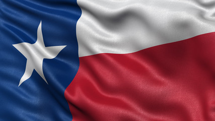 Fototapeta premium US state flag of Texas waving in the wind