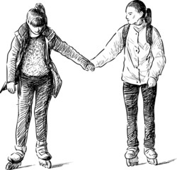 girls on roller skates