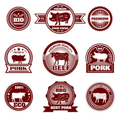 Eco farm butchery emblems 