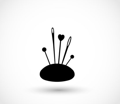 Black pincushion icon on white background vector illustration
