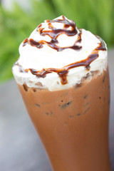 Iced cocoa and whipped cream.
