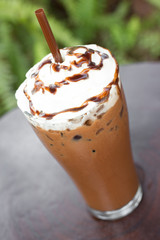 Iced cocoa and whipped cream.